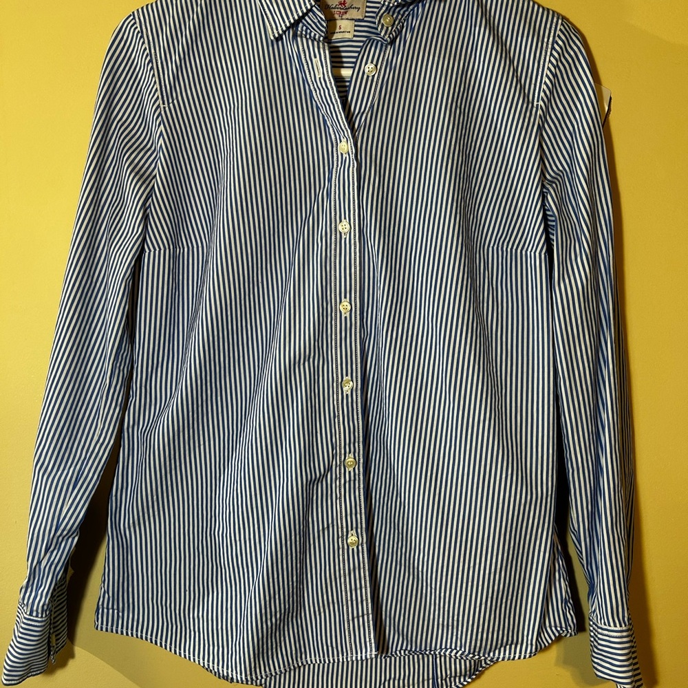 J. Crew Haberdashery Blue and White Striped Button Down Shirt